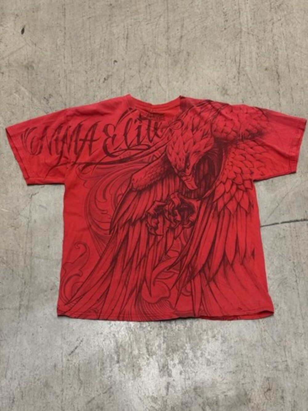 Y2K MMA Elite Shirt Red All Over Print Eagle Grunge Cross Goth Adult Size XL